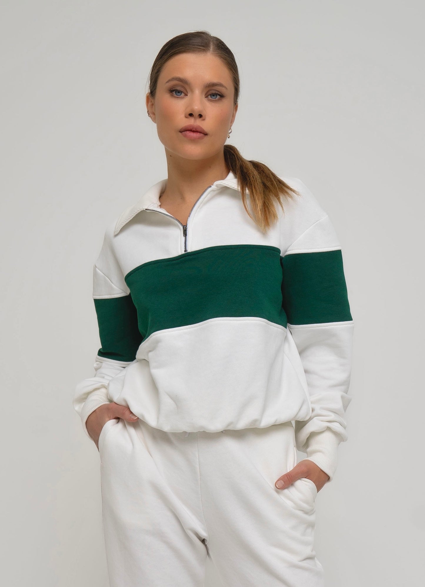 MERIT POLO VINTAGE džemperis (balta/žalia)